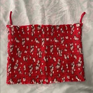 Red flowery tube top